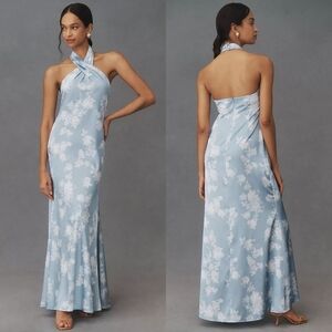 BHLDN Ruby Twist Halter Satin Gown